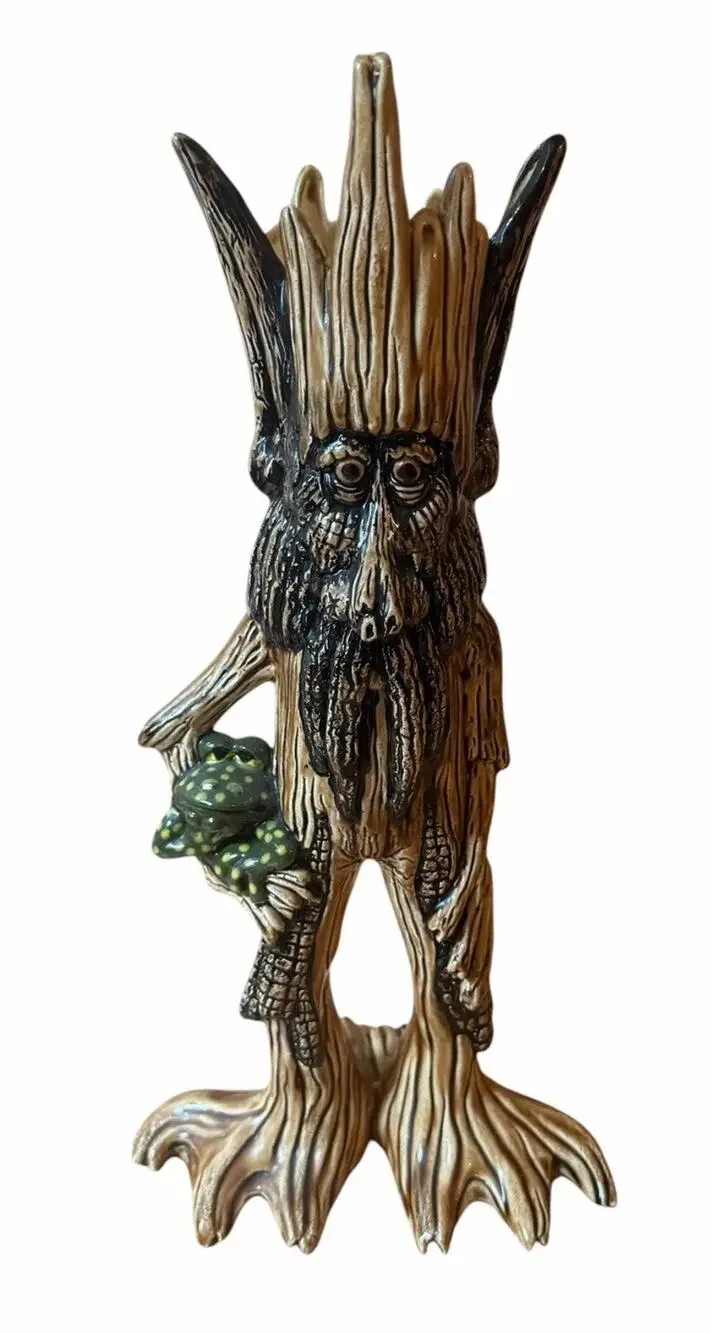 RARE Treeman Planter Ceramic HANDPAINTED Holding Frog Vintage 3612-28